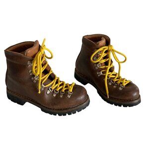 Vintage 1970s ASOLO Sport Yukon Brown Leather Hiking Trail Size 5M Italy Made